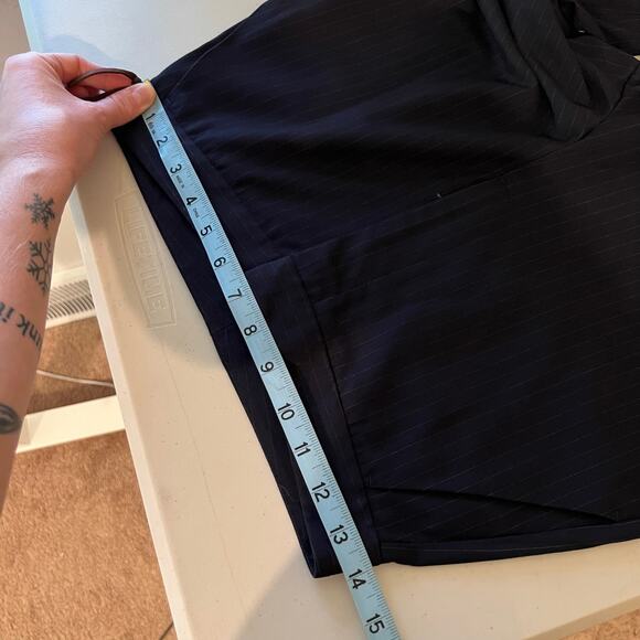 Jason Wu Navy Blue Vertical Pinstripe High Rise Flared Trouser Pants Size 4 - Picture 12 of 15